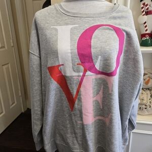 Celebrate It Grey 'LOVE' Sweatshirt with Pink & Red Lettering